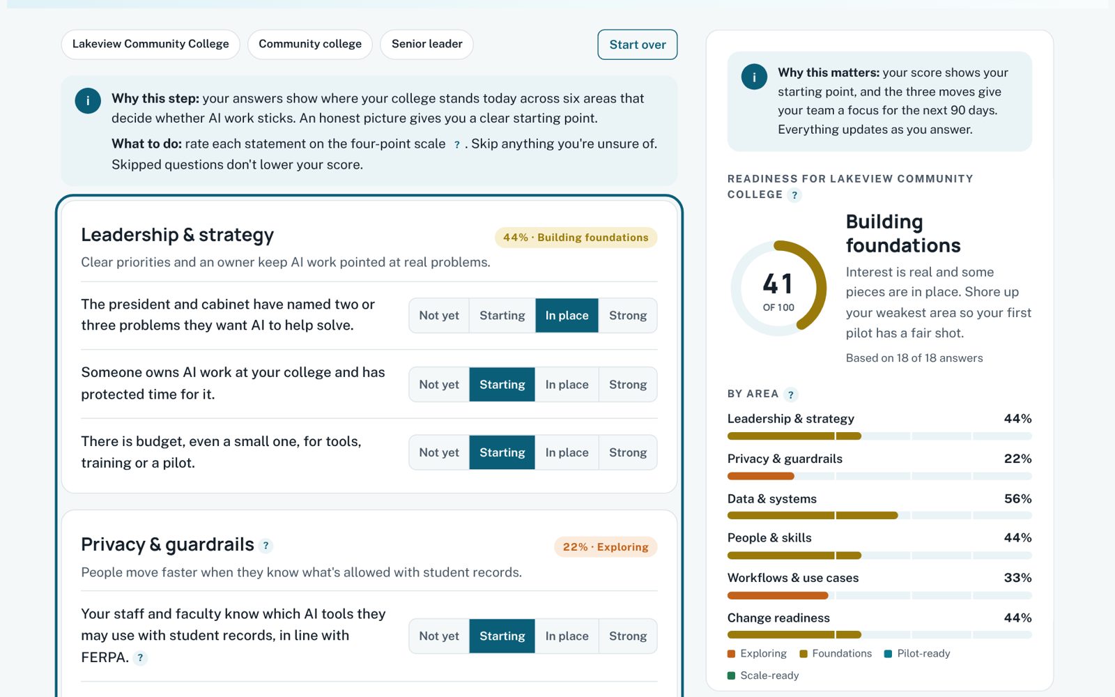 Screenshot of AI Readiness Check